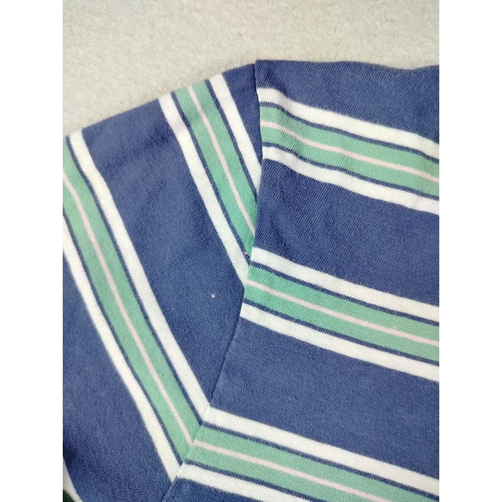 Polo Ralph Lauren Shirt Mens Medium Blue Striped Classic Fit Logo Tee Preppy